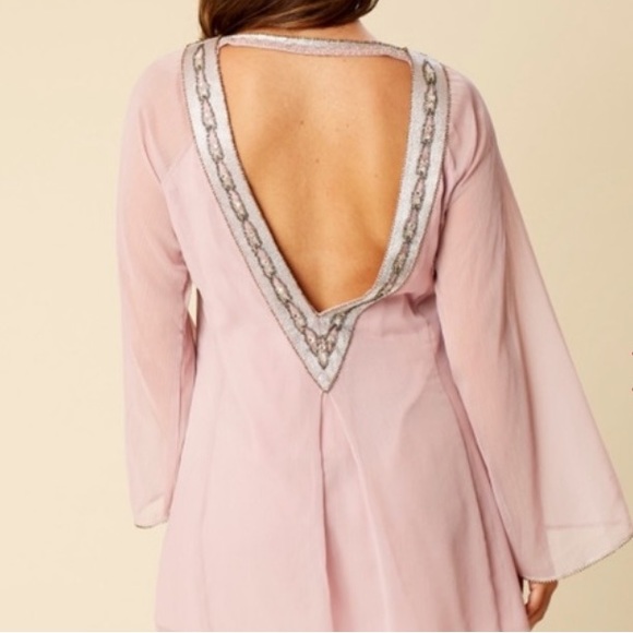 Altar’d State Darra Long Sleeve Open Back Beaded Swing Dress - Picture 5 of 15